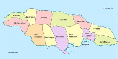 Mapa bat jamaica dituzten parrokiak eta hiriburuetan