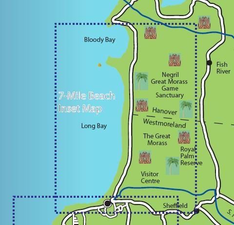 mapa negril jamaica 7 mile beach