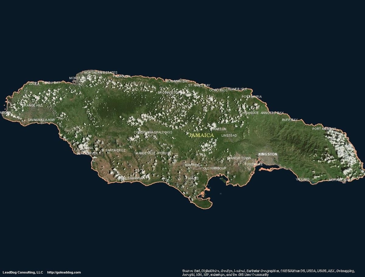 Mapa airetiko jamaica