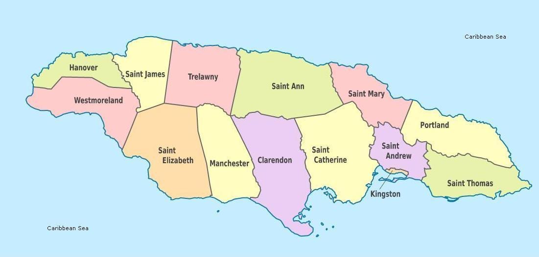 Mapa etiketatu jamaica