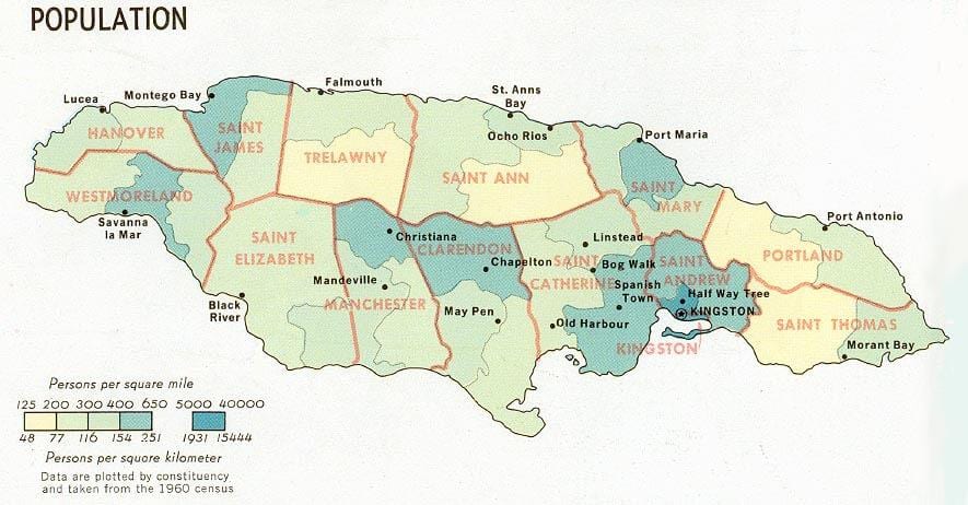 biztanleria jamaikako mapa