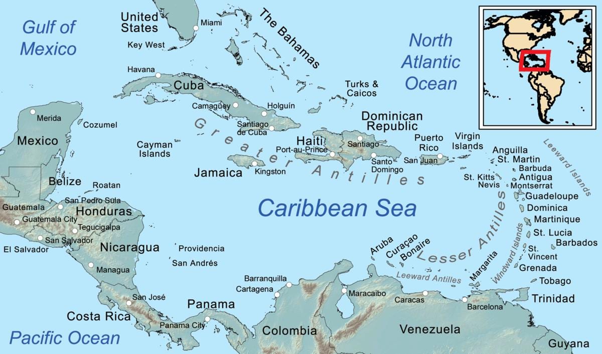 jamaica buruzko mapa karibeko