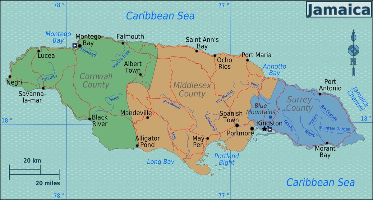 Jamaikako mapa poligono 