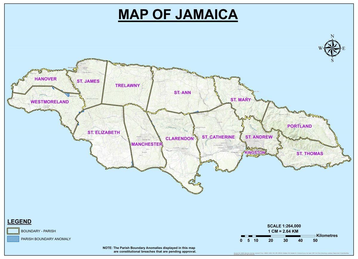 Jamaikako mapa zatiketa