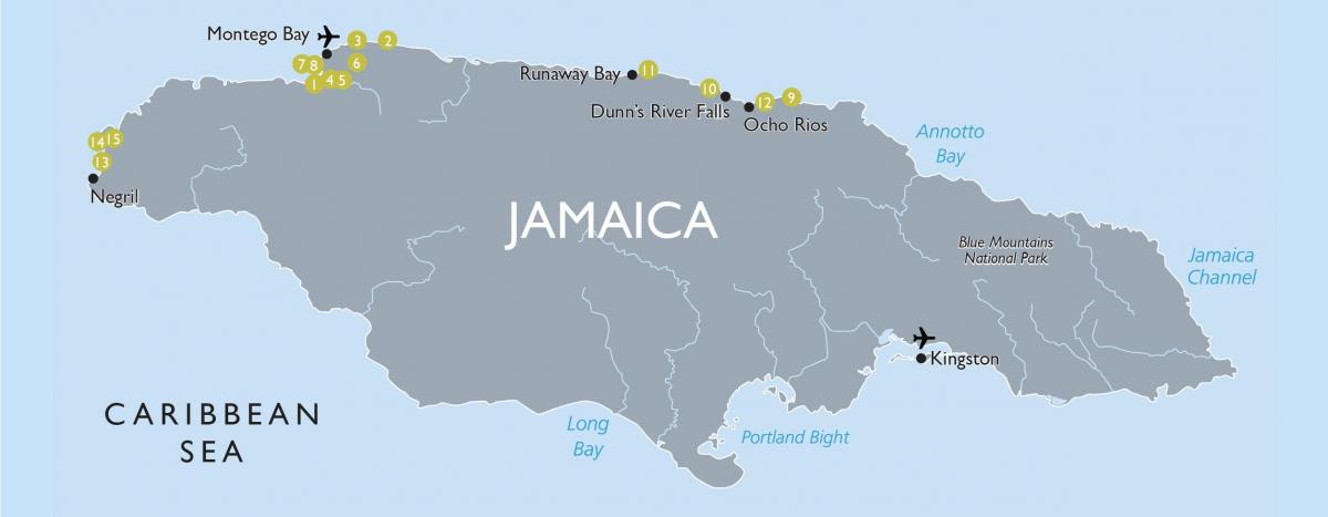 Jamaikako mapa aireportuetan