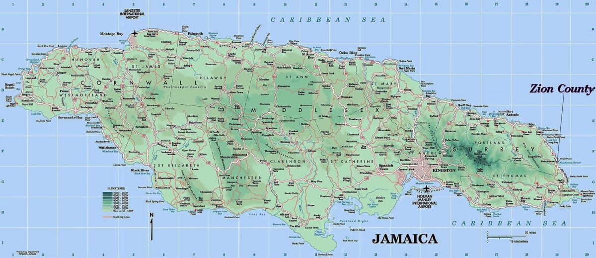 Jamaikako mapa ipar kostaldean
