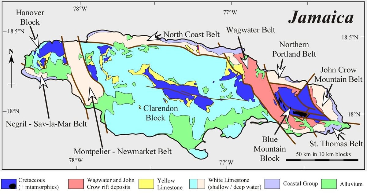 Mapa geologiko jamaica