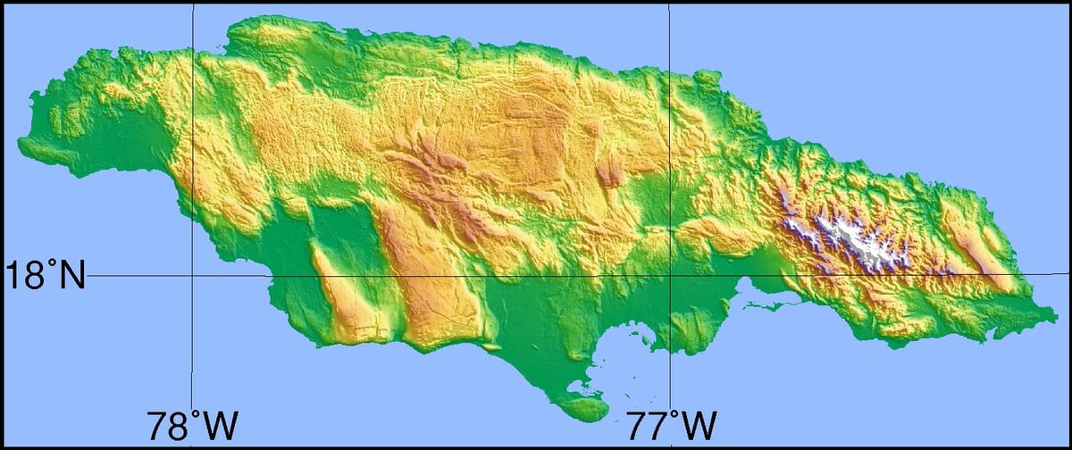 Mapa topografikoak jamaica