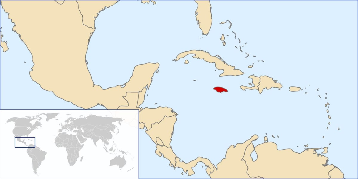 jamaica herrialde munduko mapa