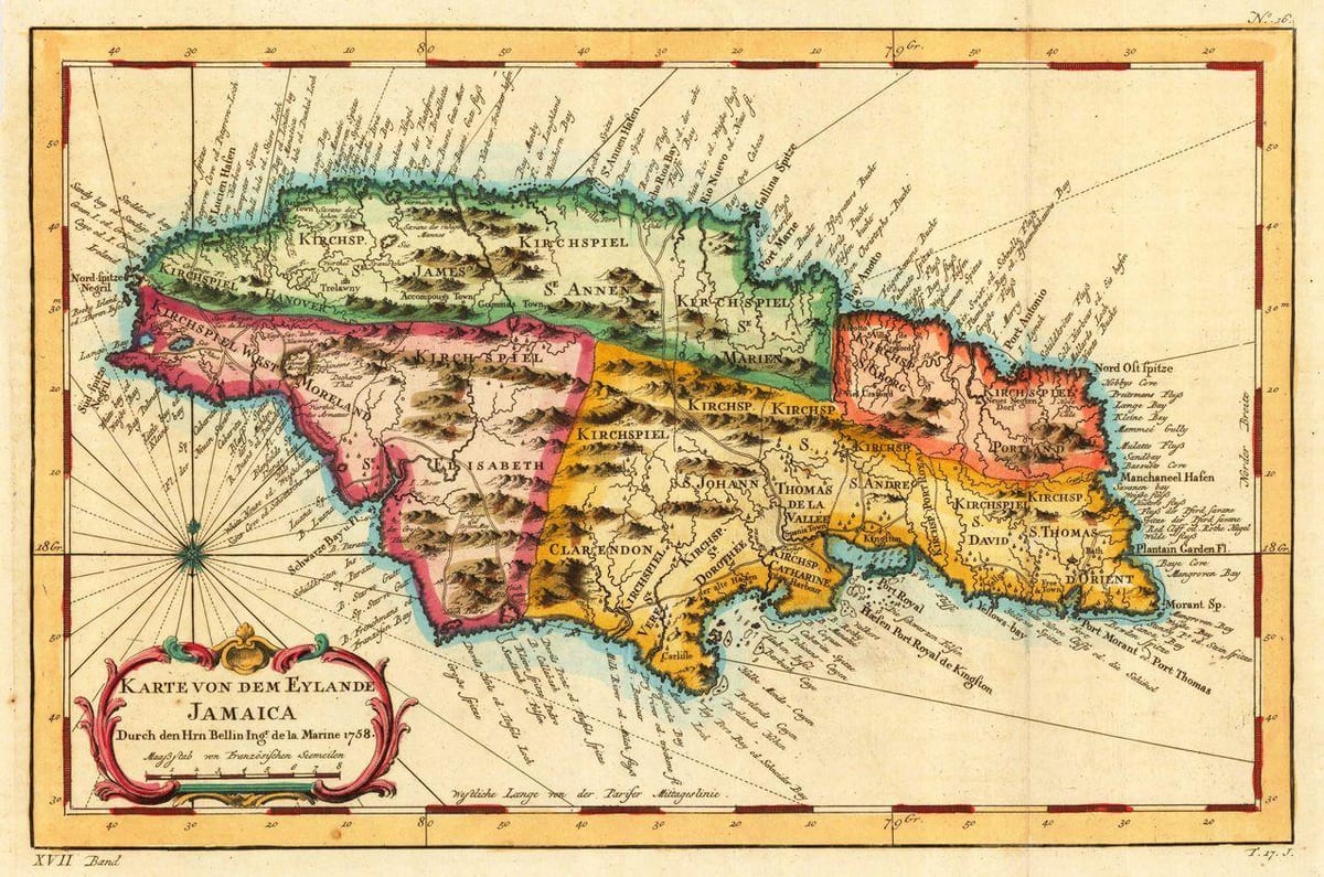 Mapa vintage jamaica