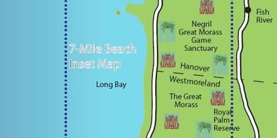Mapa negril jamaica 7 mile beach
