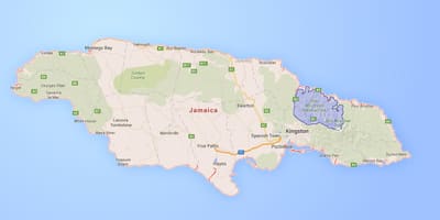 Mapa blue mendiak jamaica