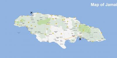 Jamaikako mapa aireportuak eta estazioak