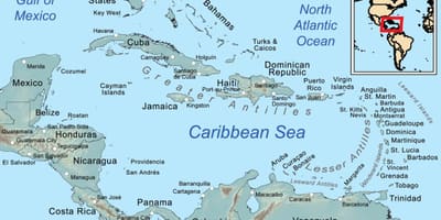 Jamaica buruzko mapa karibeko